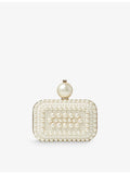 Jimmy Choo micro clutch bag pearl and crystal-embellished suede - British product