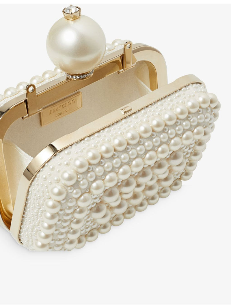 Jimmy Choo micro clutch bag pearl and crystal-embellished suede - British product