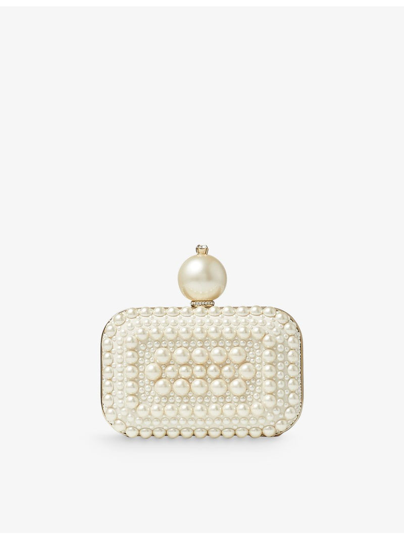 Jimmy Choo micro clutch bag pearl and crystal-embellished suede - British product