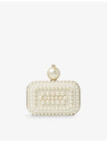 Jimmy Choo micro clutch bag pearl and crystal-embellished suede - British product