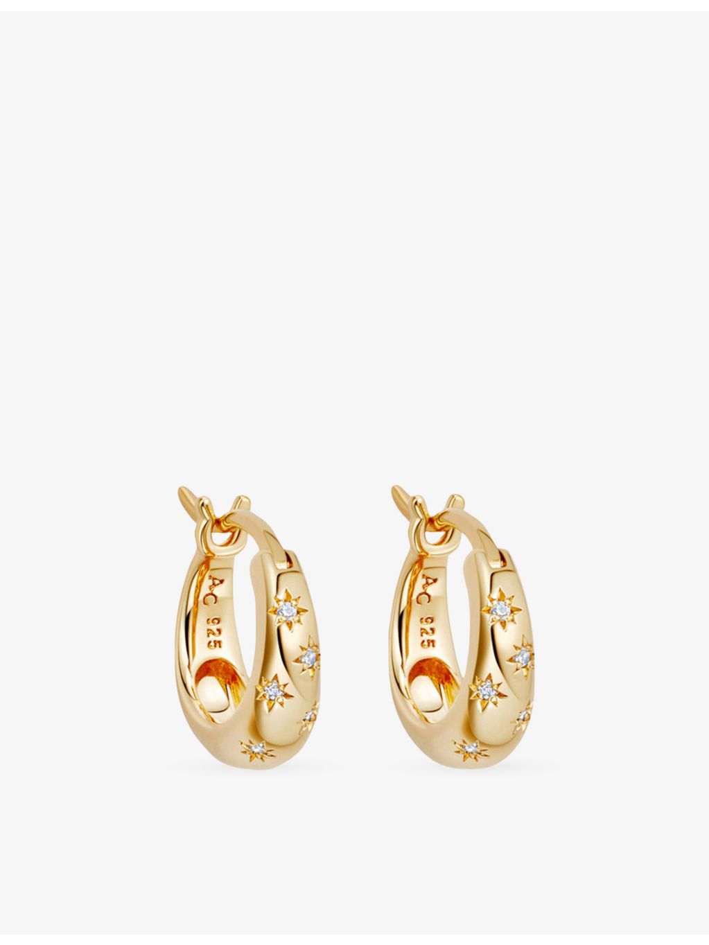 Astley Clarke gold-plated star huggie earrings with white sapphires, UK version