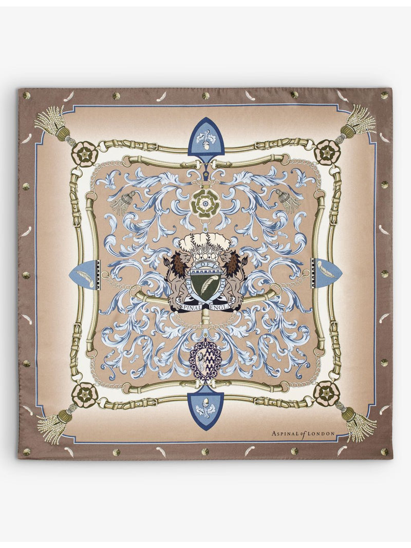 Aspinal of London signature print silk scarf, UK version