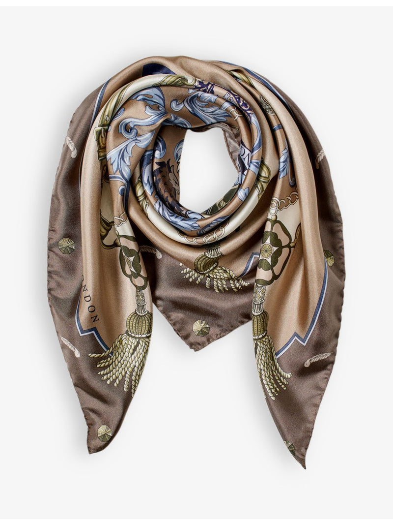 Aspinal of London signature print silk scarf, UK version