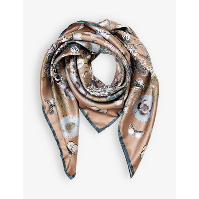 selfridges Aspinal of London Floral-print Silk Scarf- Buy online at McGrocer
