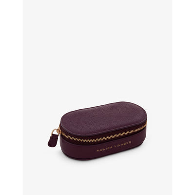 selfridges Monica Vinader Mini Oval Logo-Print Leather Jewellery Box- Buy online at McGrocer