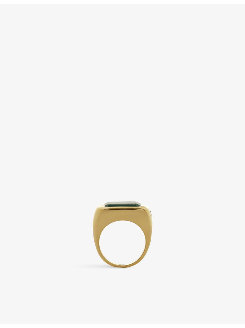 Monica Vinader green onyx cocktail ring in recycled silver, UK version