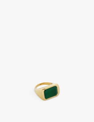 Monica Vinader Power Recycled Gold-Plated Vermeil and Green Onyx Cocktail Ring