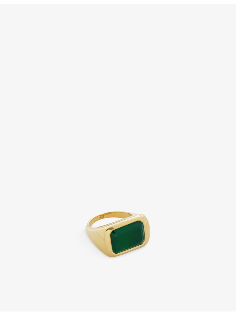 Monica Vinader green onyx cocktail ring in recycled silver, UK version