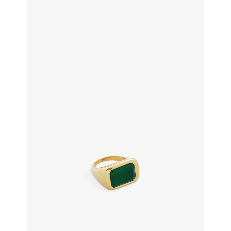 Power recycled 18ct yellow gold-plated vermeil sterling-silver and green onyx cocktail ring - K