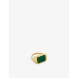 Power recycled 18ct yellow gold-plated vermeil sterling-silver and green onyx cocktail ring - K