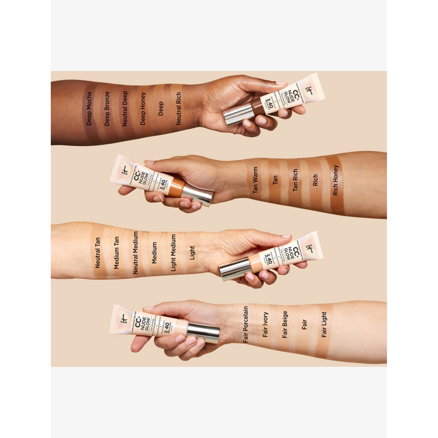IT Cosmetics CC+ Nude Glow skin tint SPF 40 32ml, UK version