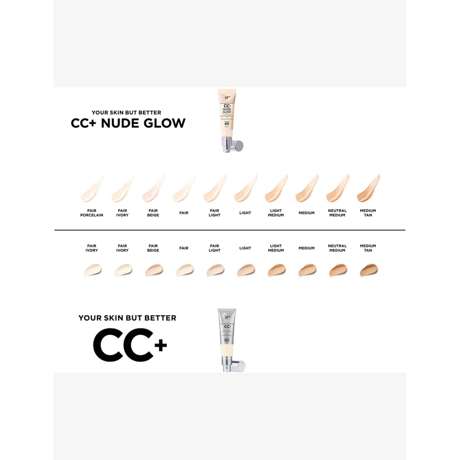IT Cosmetics CC+ Nude Glow skin tint SPF 40 32ml, UK version