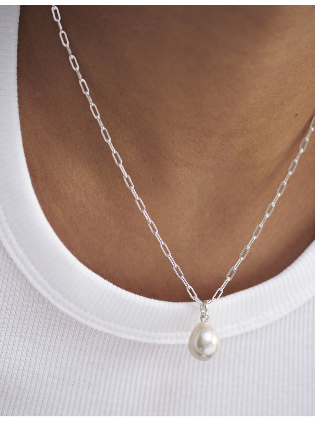 Monica Vinader sterling silver paperclip necklace (British brand)