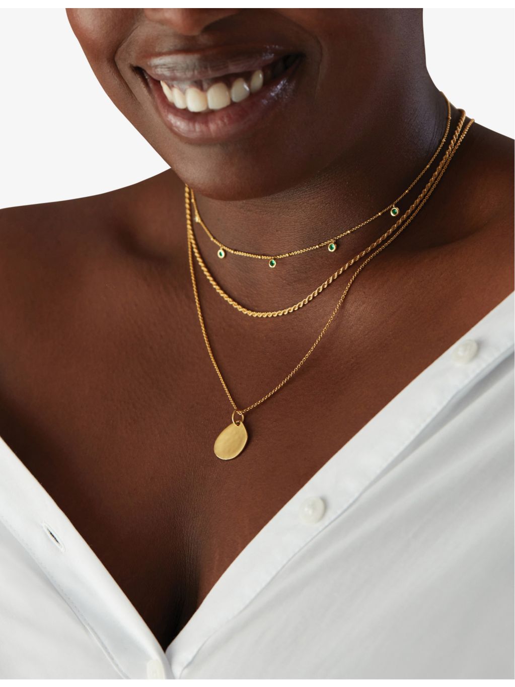 Monica Vinader green onyx choker necklace vermeil sterling silver, UK version