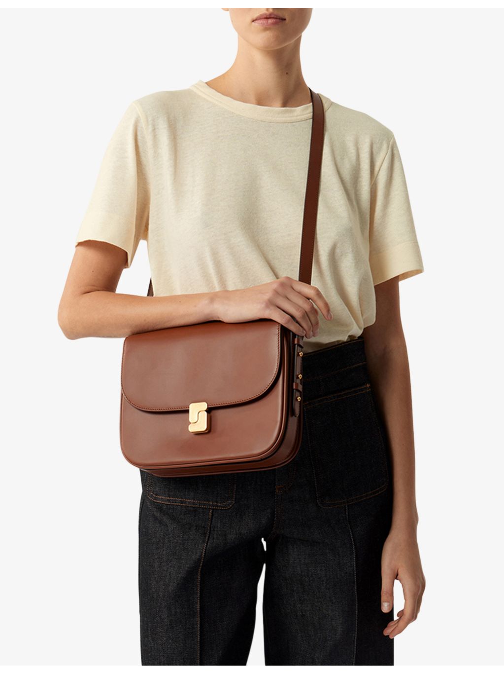 Soeur Belissima maxi leather cross-body bag, UK version