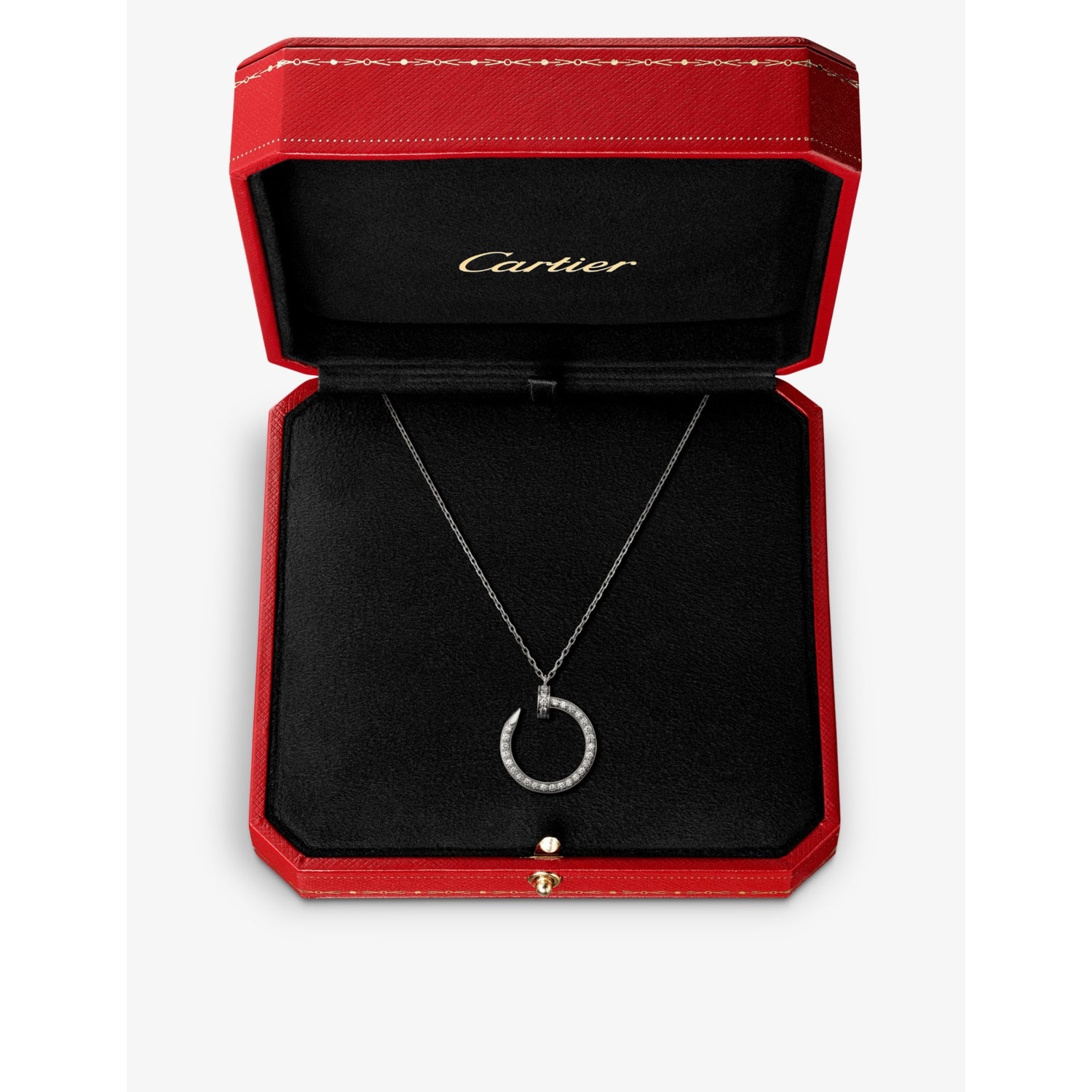 Cartier diamond pendant necklace 18ct white gold 0.38ct 38-42cm, UK version