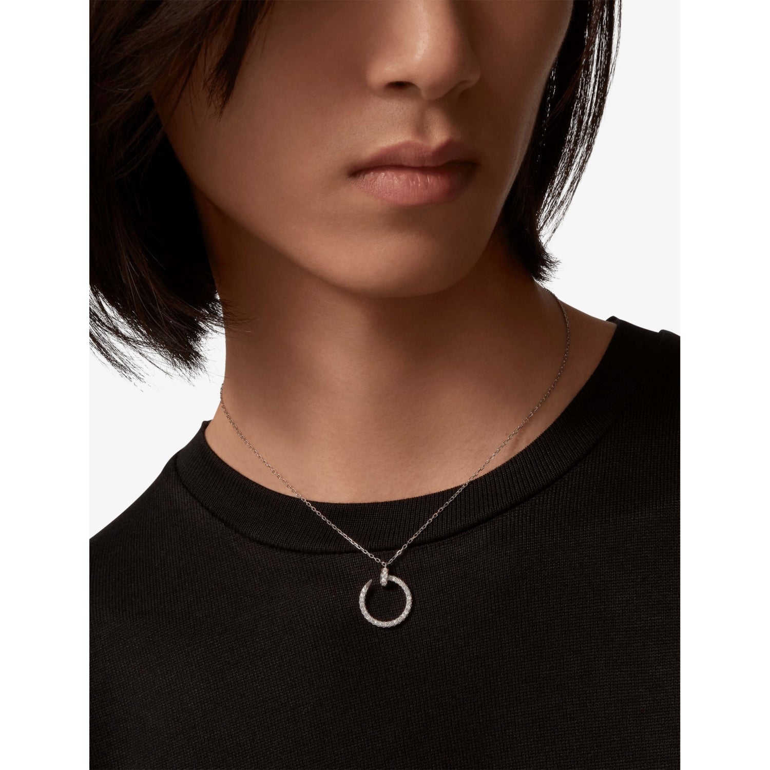 Cartier diamond pendant necklace 18ct white gold 0.38ct 38-42cm, UK version