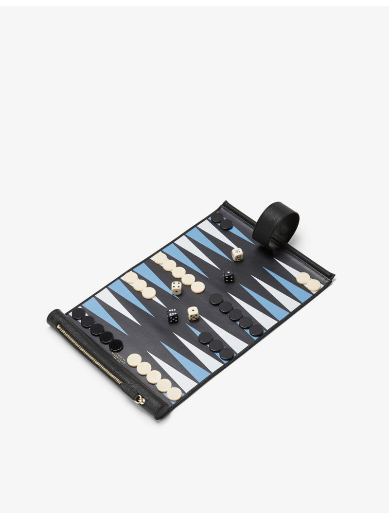 Smythson leather backgammon game case, UK version