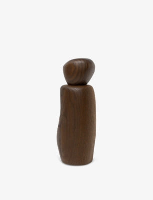 ferm LIVING wooden seasoning grinder with pebble top, 18.8cm, UK version