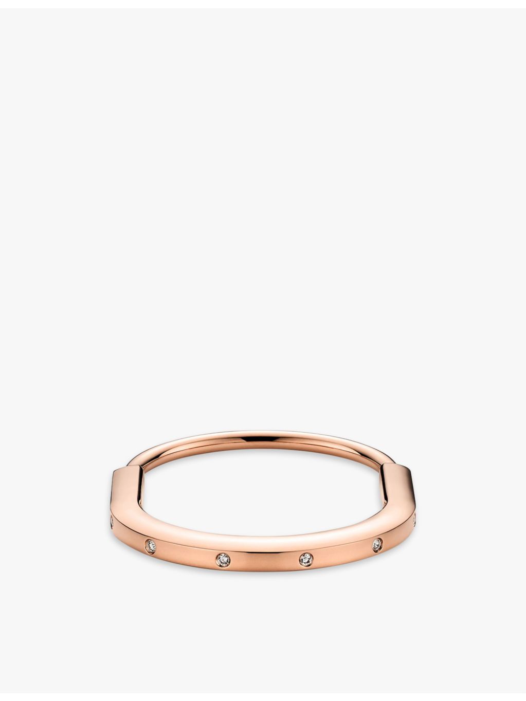 Tiffany Lock diamond bangle bracelet in 18ct rose-gold (British brand)