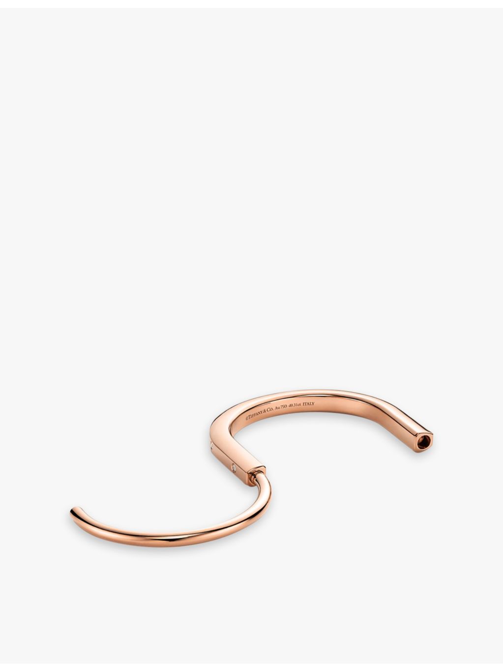 Tiffany Lock diamond bangle bracelet in 18ct rose-gold (British brand)
