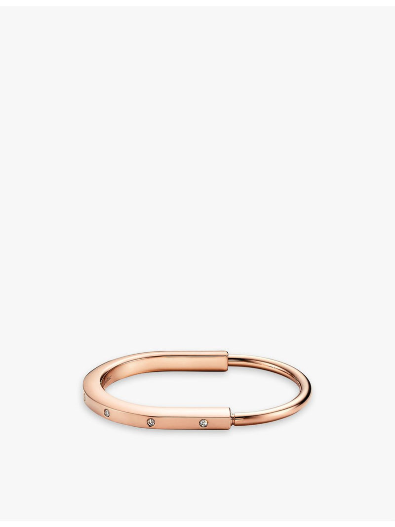 Tiffany Lock diamond bangle bracelet in 18ct rose-gold (British brand)
