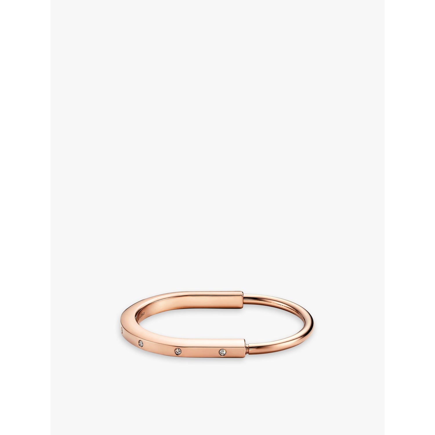 Tiffany Lock 18ct rose-gold and 0.31ct diamond bangle bracelet - S