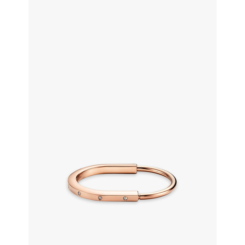 Tiffany Lock 18ct rose-gold and 0.31ct diamond bangle bracelet - S