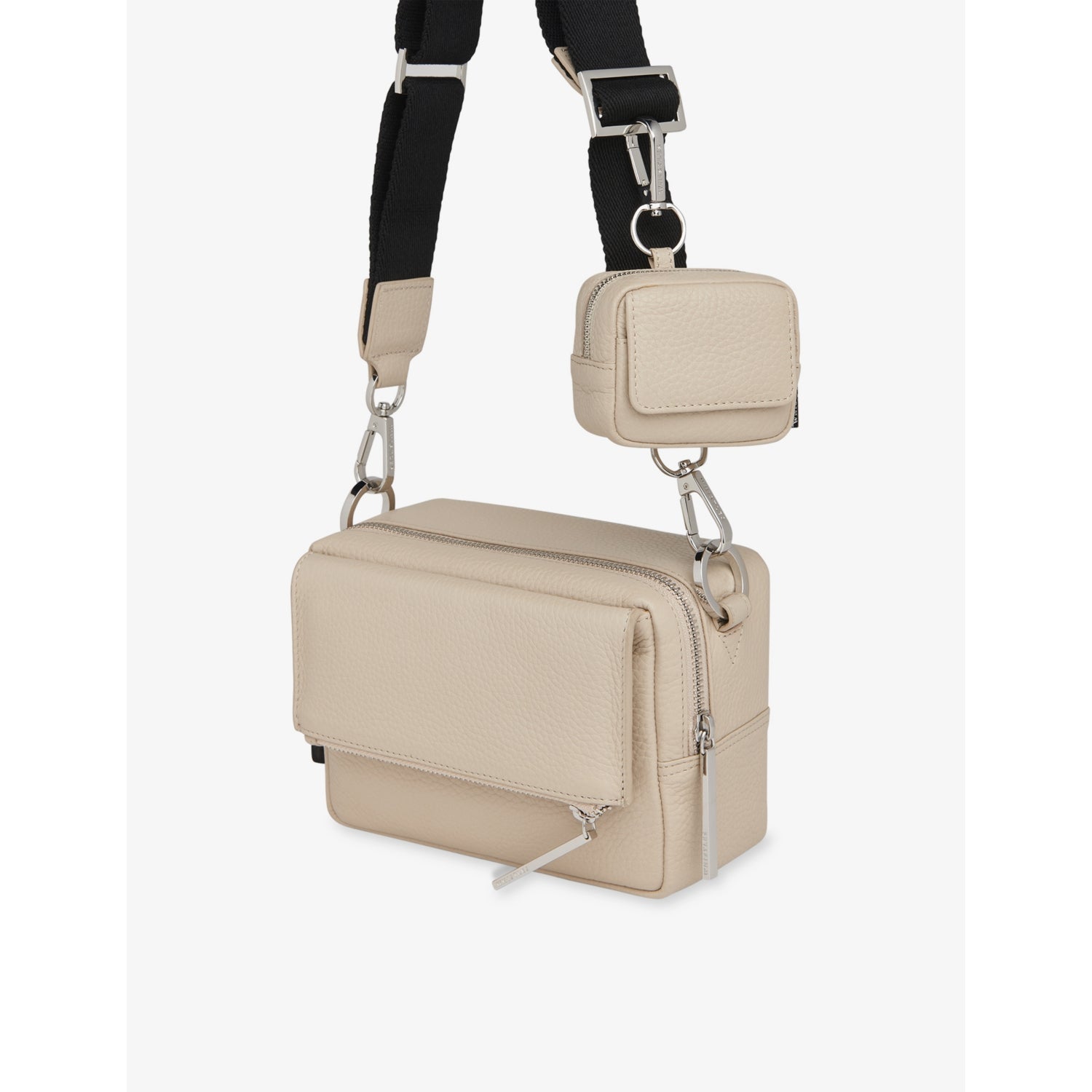 Whistles Bibi leather keyring with grained texture - British product