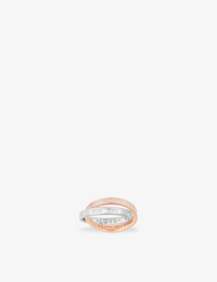 APM Monaco Love Our Planet Morse Code Sterling Silver, 18ct Rose Gold-Plated Alloy and Cubic Zirconia Ring