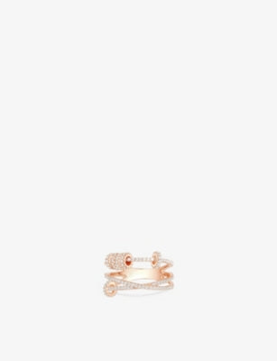 APM Monaco Triple-band 18ct Rose Gold-Plated Metal Alloy and Cubic Zirconia Ring