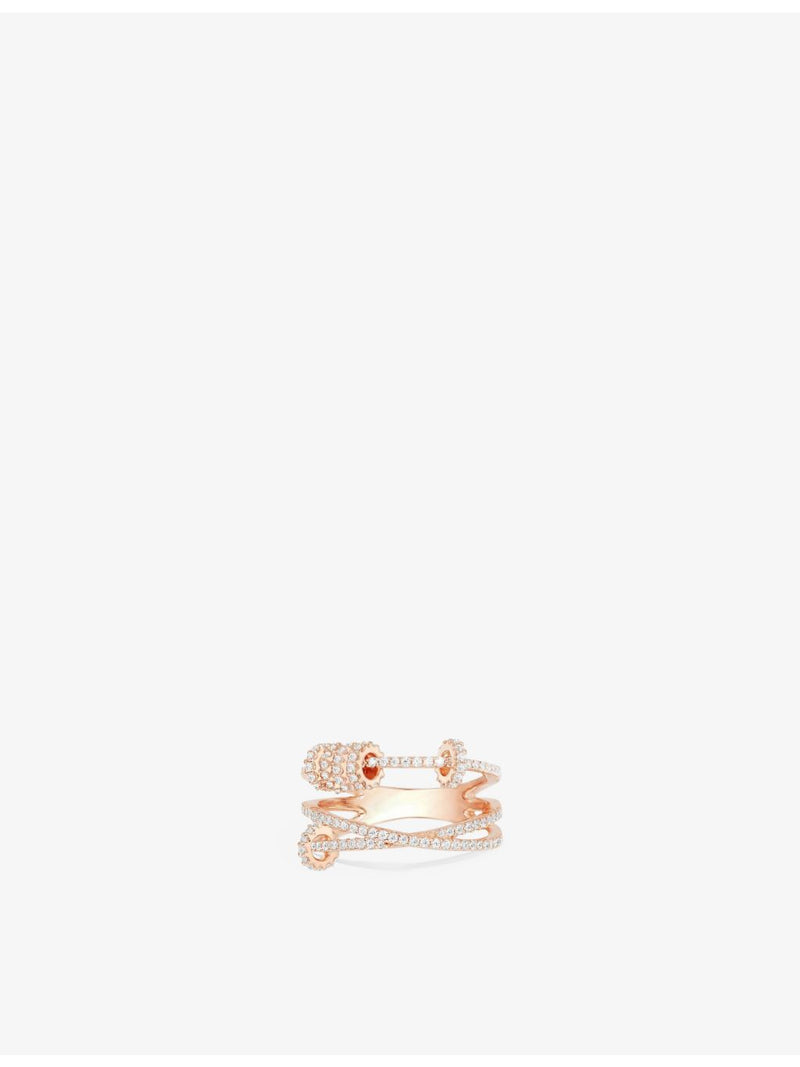 APM Monaco triple-band ring 18ct rose gold-plated cubic zirconia (British brand)