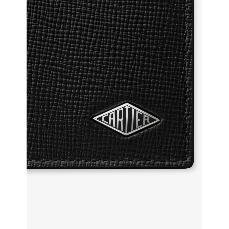 Cartier wallet in grained leather and palladium, 9.1cm x 11.9cm (British brand)