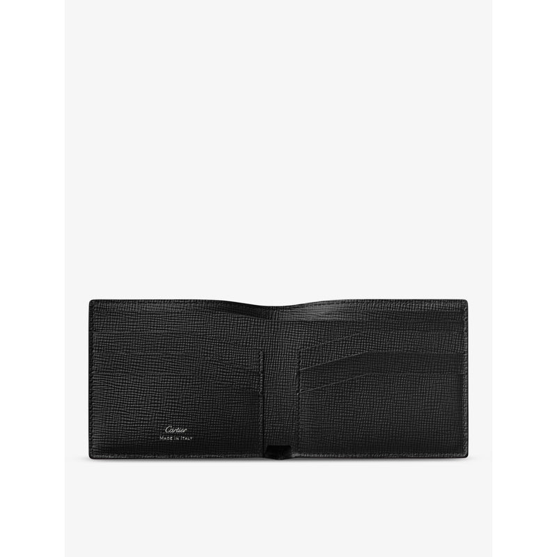 Cartier wallet in grained leather and palladium, 9.1cm x 11.9cm (British brand)