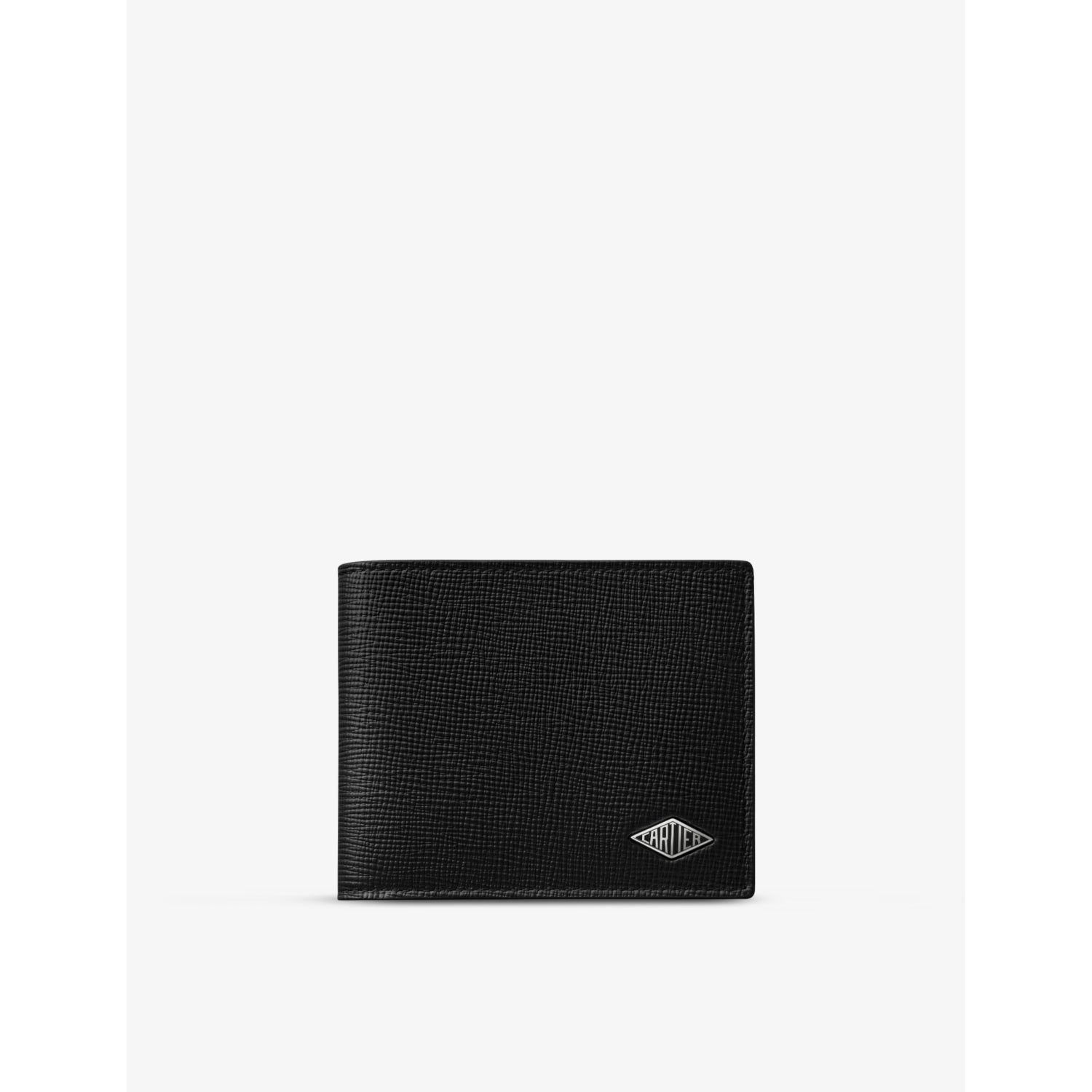 Cartier wallet in grained leather and palladium, 9.1cm x 11.9cm (British brand)