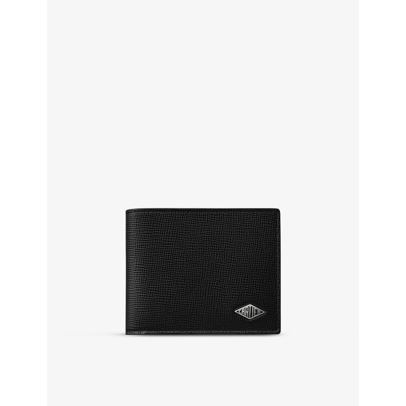Cartier wallet in grained leather and palladium, 9.1cm x 11.9cm (British brand)