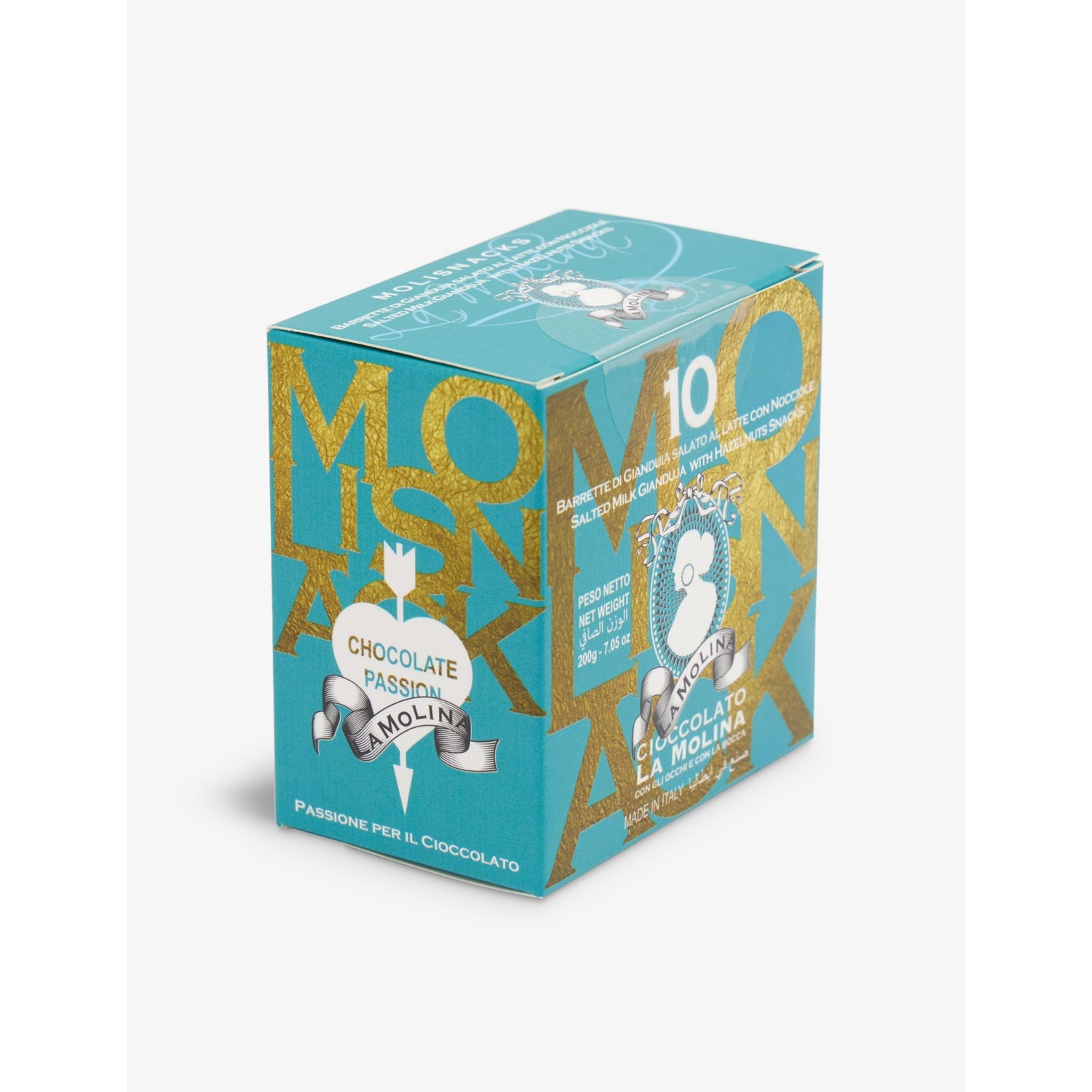 Molisnack milk chocolate gianduja bars with hazelnut, imported from the UK