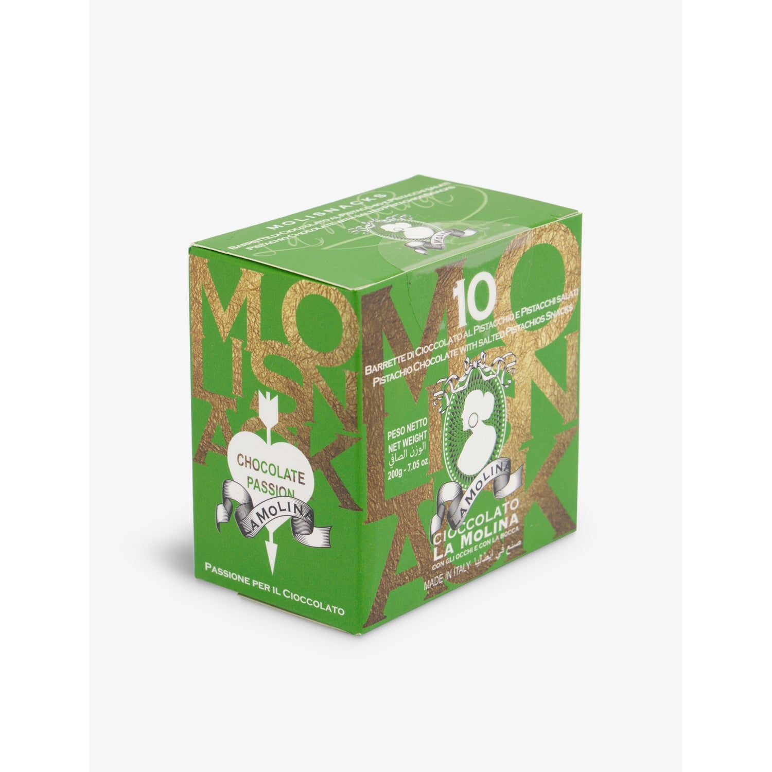 La Molina gianduja and pistachio chocolate bars, pack of 10, UK version