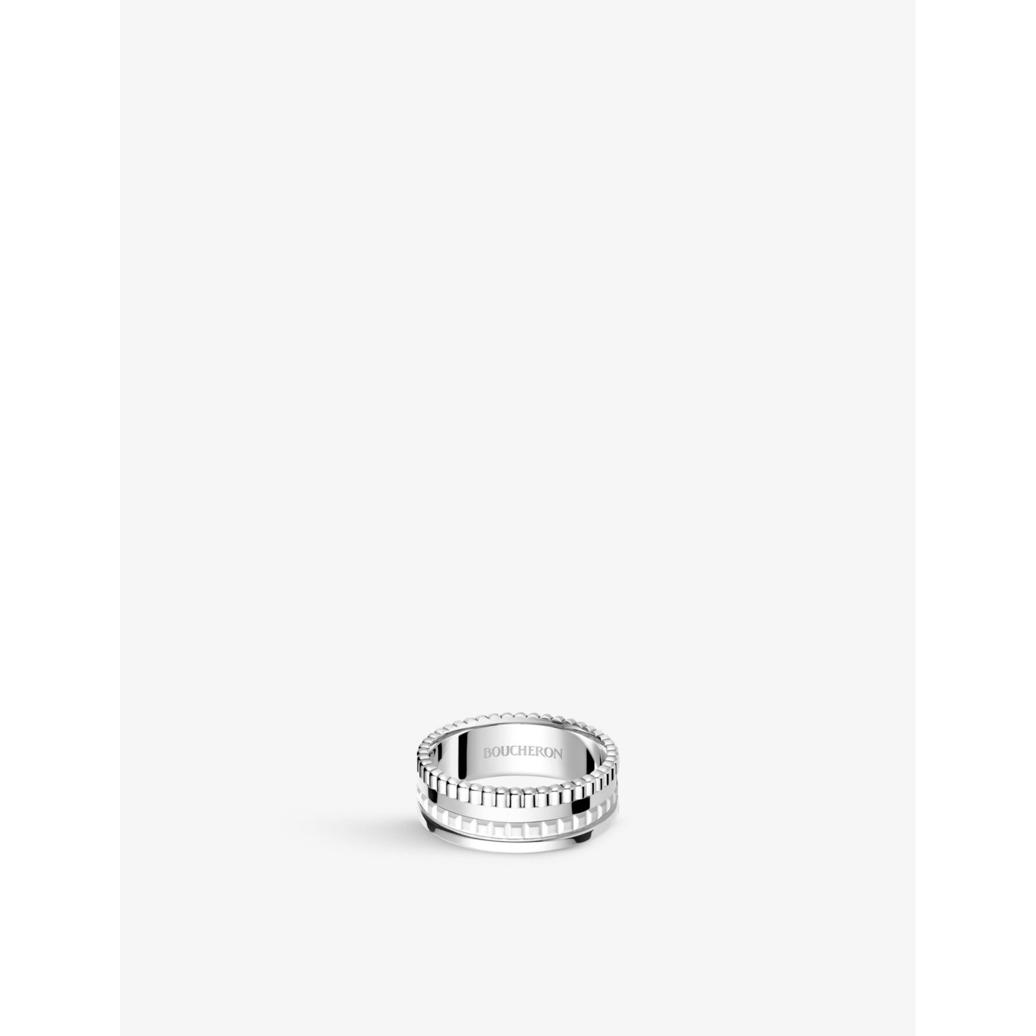 Quatre Double White Edition small 18ct white-gold, white hyceram and 0.26ct round-brilliant cut diamond ring - K