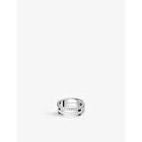 Quatre Double White Edition small 18ct white-gold, white hyceram and 0.26ct round-brilliant cut diamond ring - K