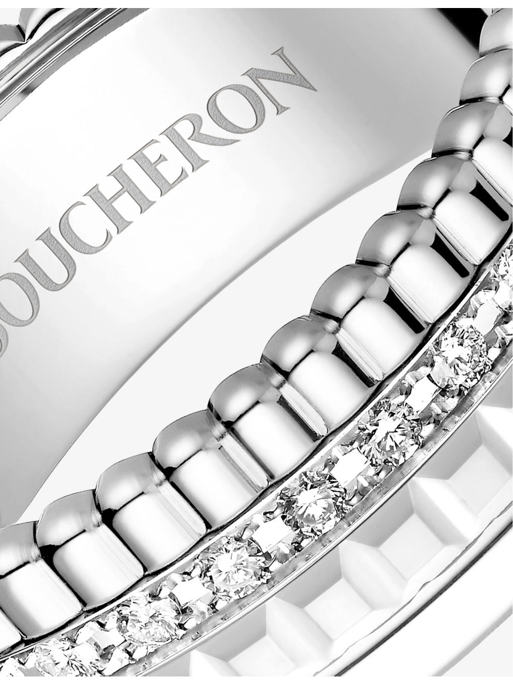Boucheron 18ct white gold hyceram diamond ring 0.26ct, UK version