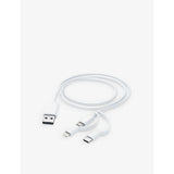 3-in-1 charging cable with USB-C, Lightning, and Micro-USB, imported from the UK
