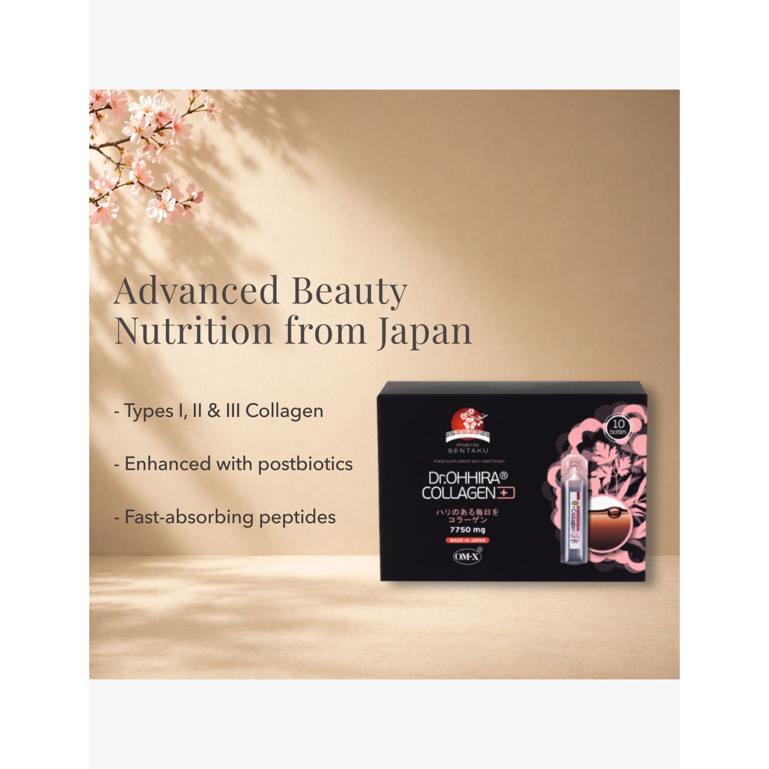 Dr.OHHIRA Collagen+ supplement 10 vials, UK version