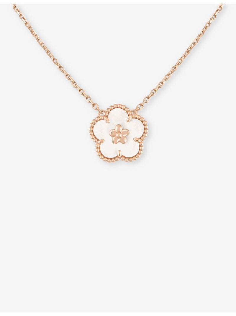 Van Cleef & Arpels plum blossom pendant necklace 18ct rose gold mother-of-pearl 42cm - British product