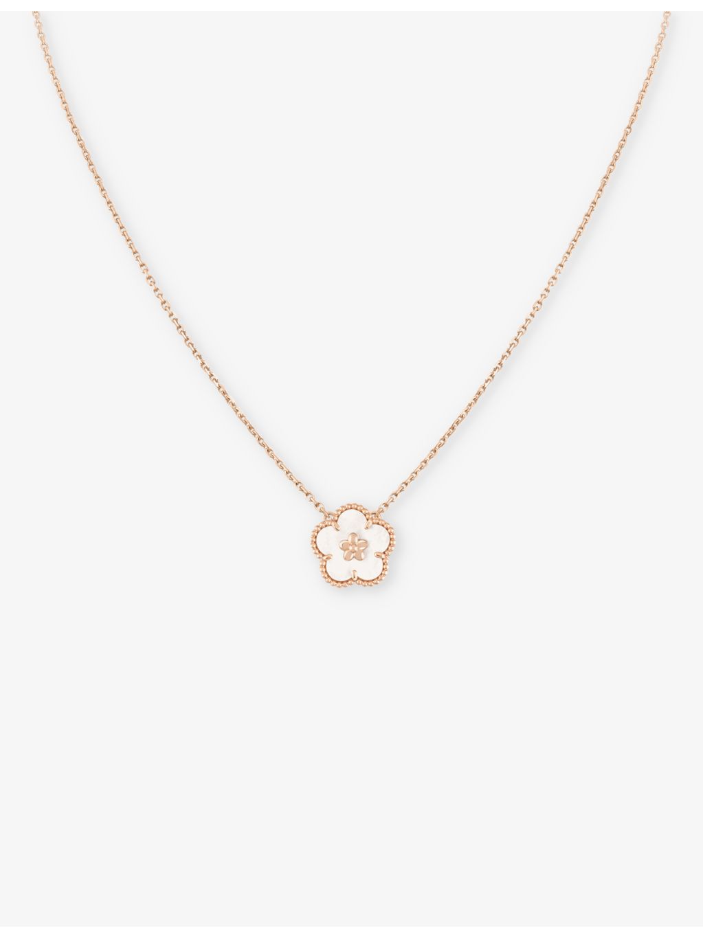 Van Cleef & Arpels plum blossom pendant necklace 18ct rose gold mother-of-pearl 42cm - British product