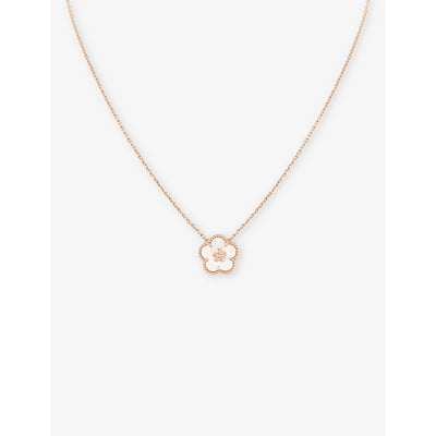 selfridges Van Cleef & Arpels Lucky Spring Plum Blossom 18ct Rose Gold and Mother-of-Pearl Pendant Necklace 42cm- Buy online at McGrocer