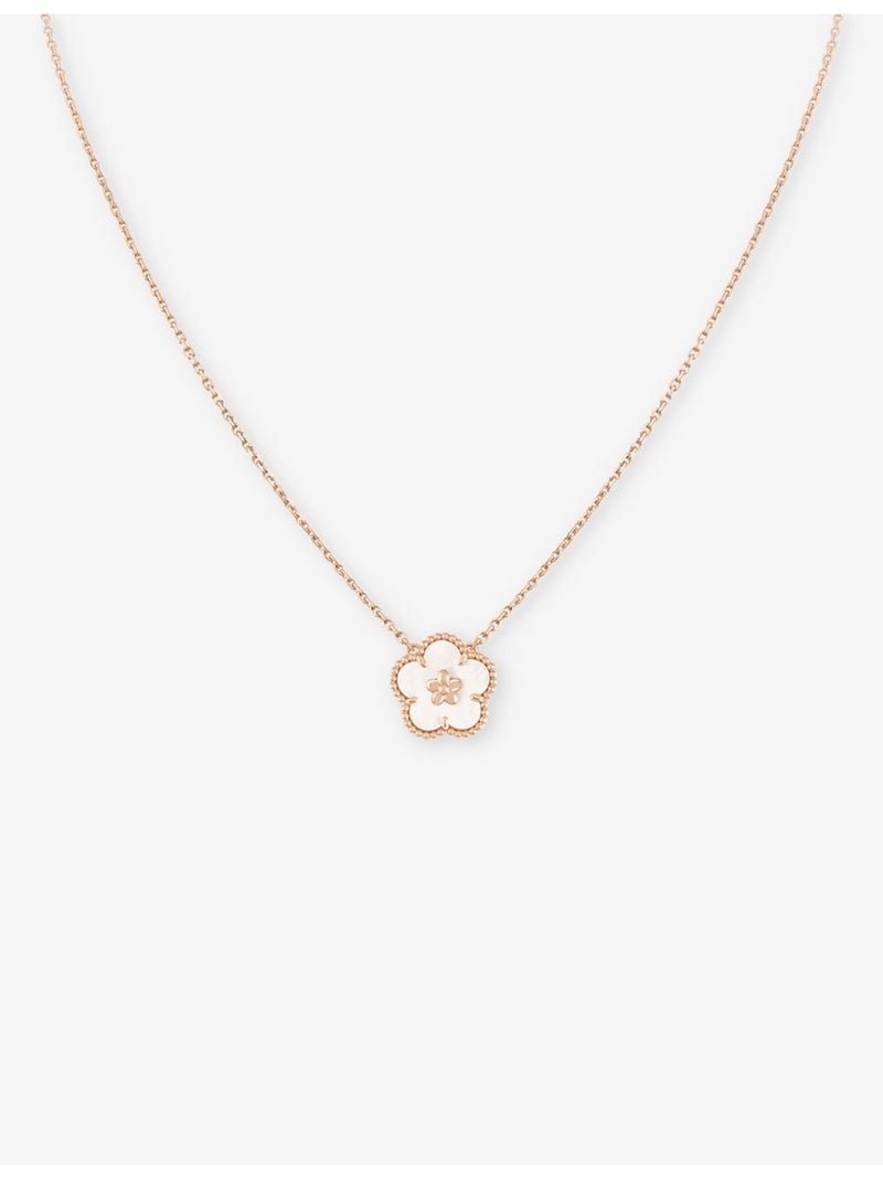 Van Cleef & Arpels plum blossom pendant necklace 18ct rose gold mother-of-pearl 42cm - British product
