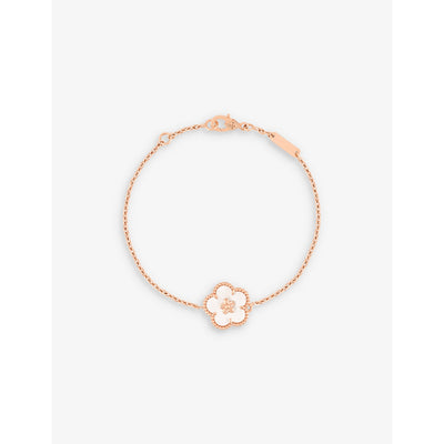 selfridges Van Cleef & Arpels Lucky Spring Plum Blossom 18ct Rose Gold and Mother-of-Pearl Bracelet 17cm- Buy online at McGrocer