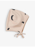 Organic Zoo midnight cotton bonnet for newborns to 12 months, UK version