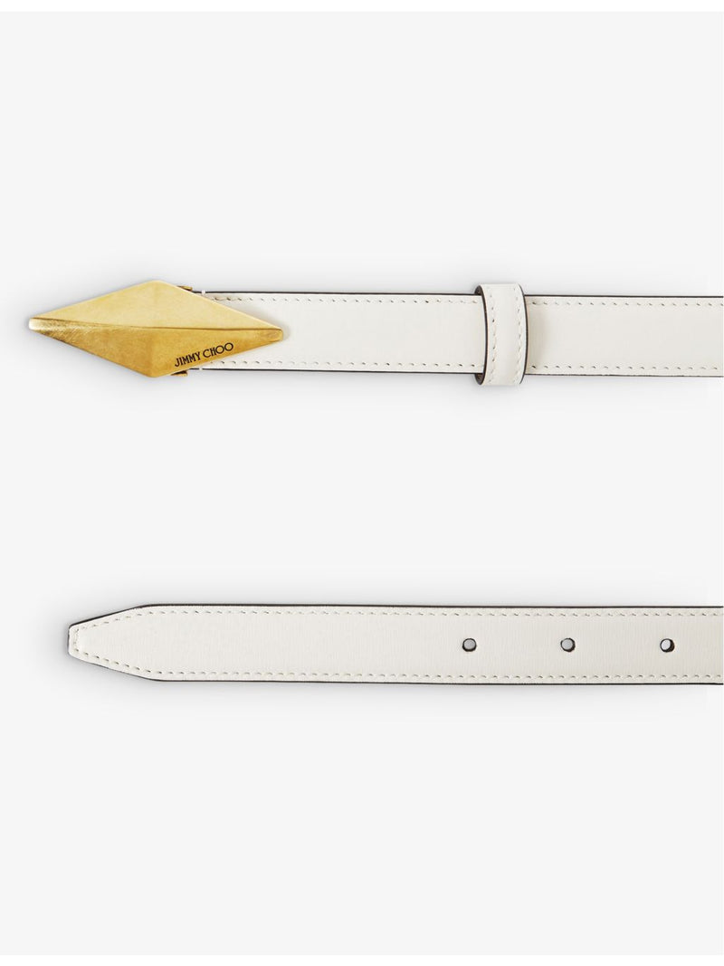 Jimmy Choo leather belt with logo-engraved buckle, imported from the UK